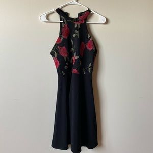 Black Floral Verty Dress
